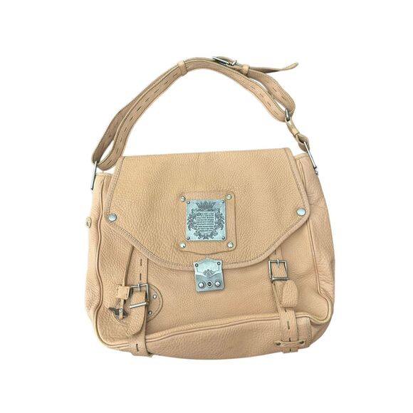 Vintage Y2K Juicy Couture Shoulder Brown Tan Beige Key Lock Messenger Bag - Picture 1 of 15